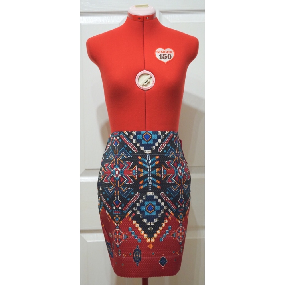 Mixed Materials Pencil Skirt